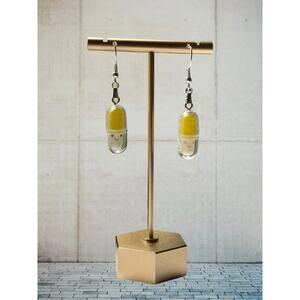 Take a Chill Pill Hook Style Earrings Nurse Doctor Medicine Jewelry Yellow